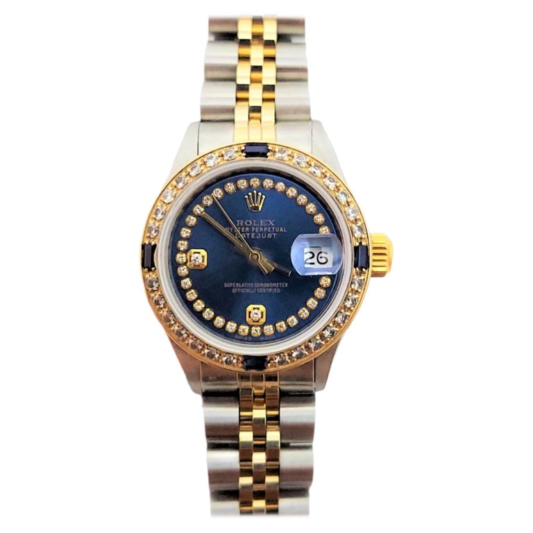Rolex ladies Datejust 69173 26mm Blue diamond sapphire jubilee