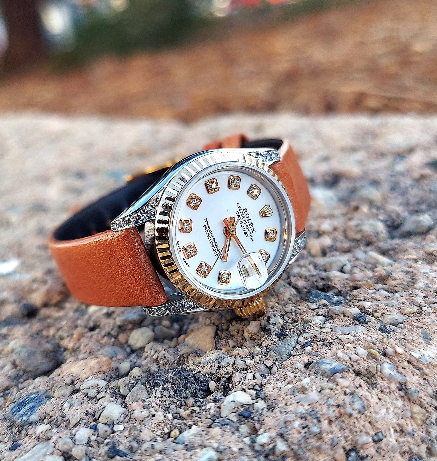 Rolex ladies datejust 26mm 69173 White Diamond on Leather