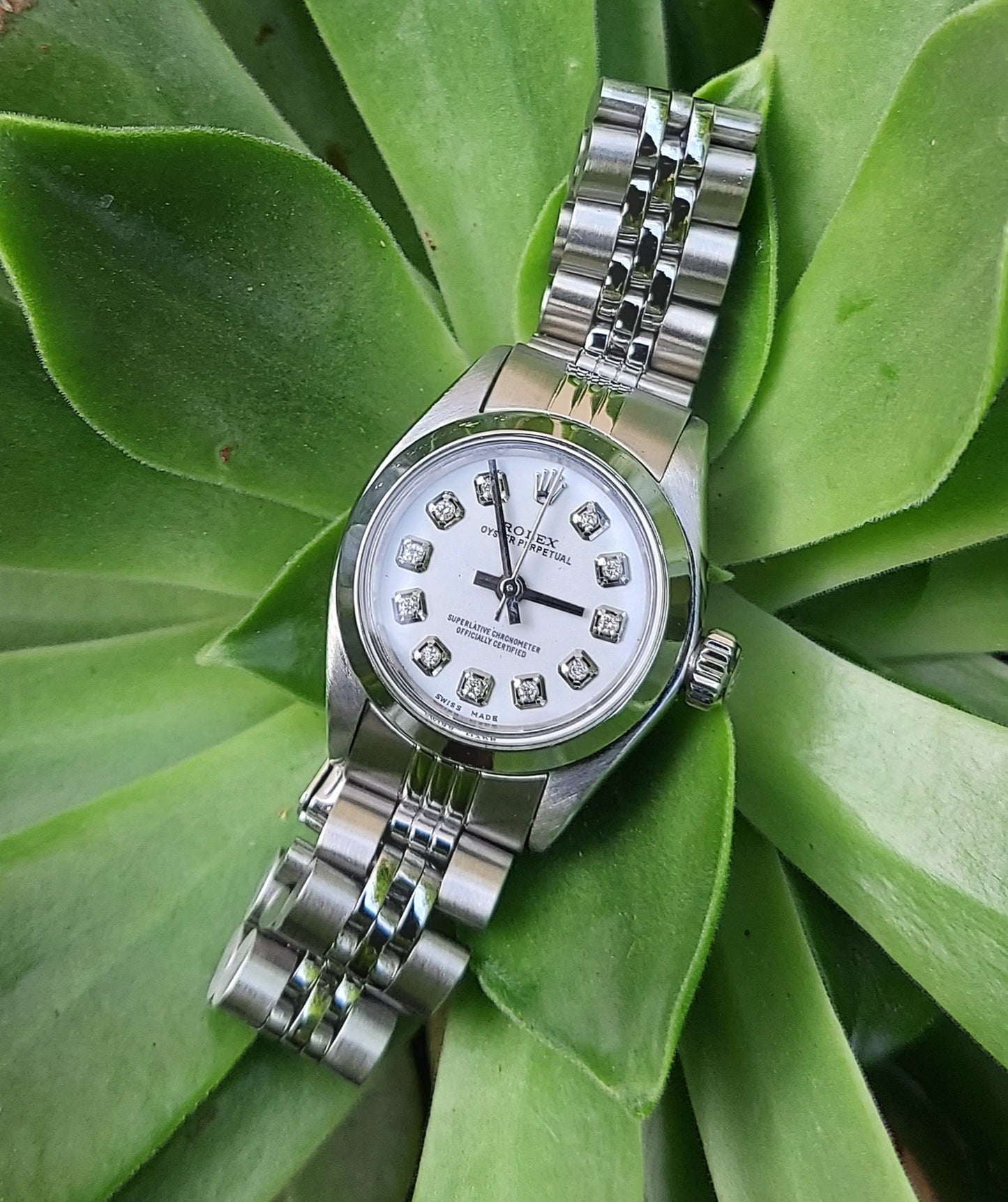 Rolex Ladies 6724 Oyster steel 26mm White Diamond Jubilee