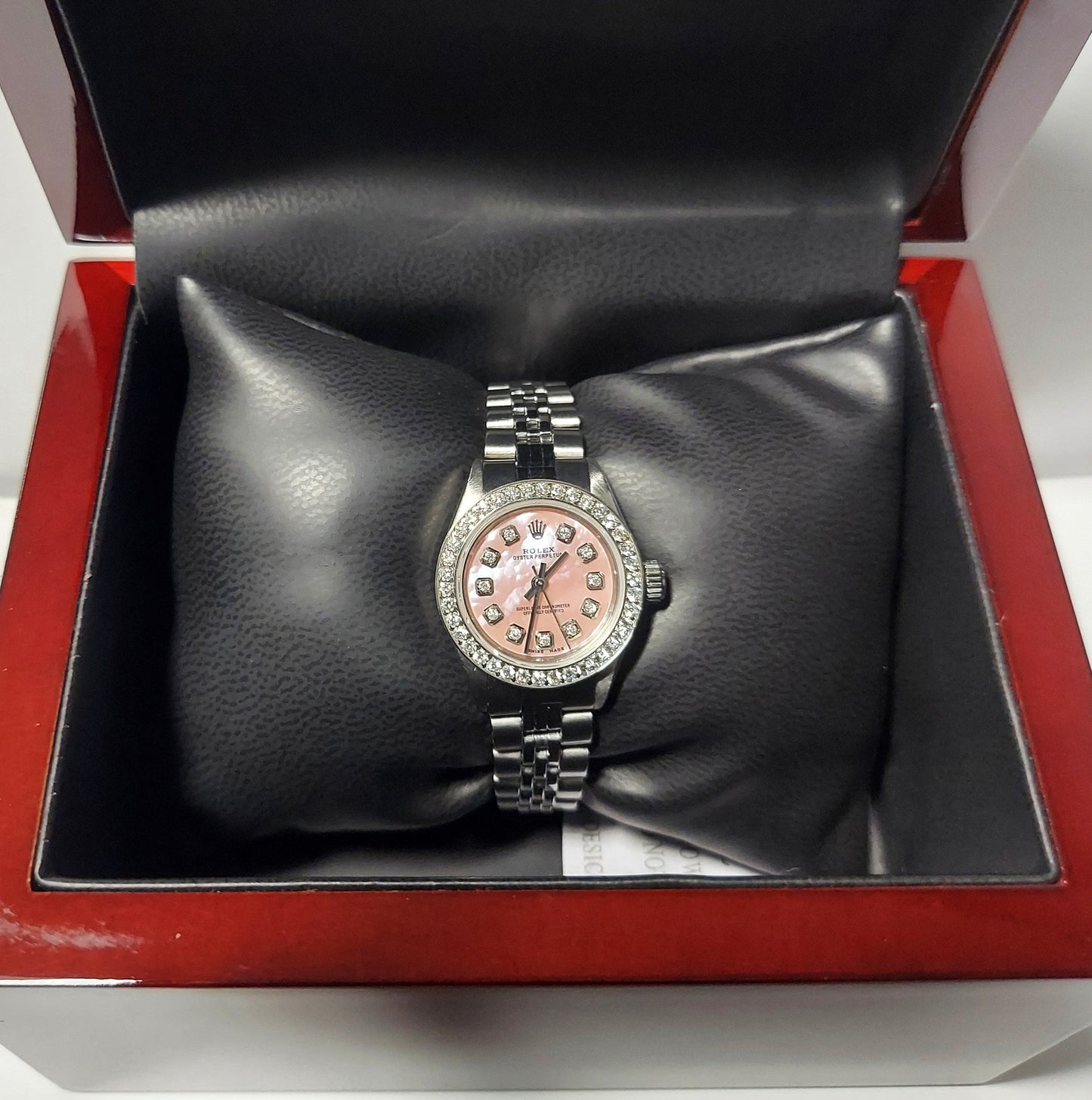 Rolex ladies 6718 Oyster Steel 25mm Pink MOP Diamond Jubilee