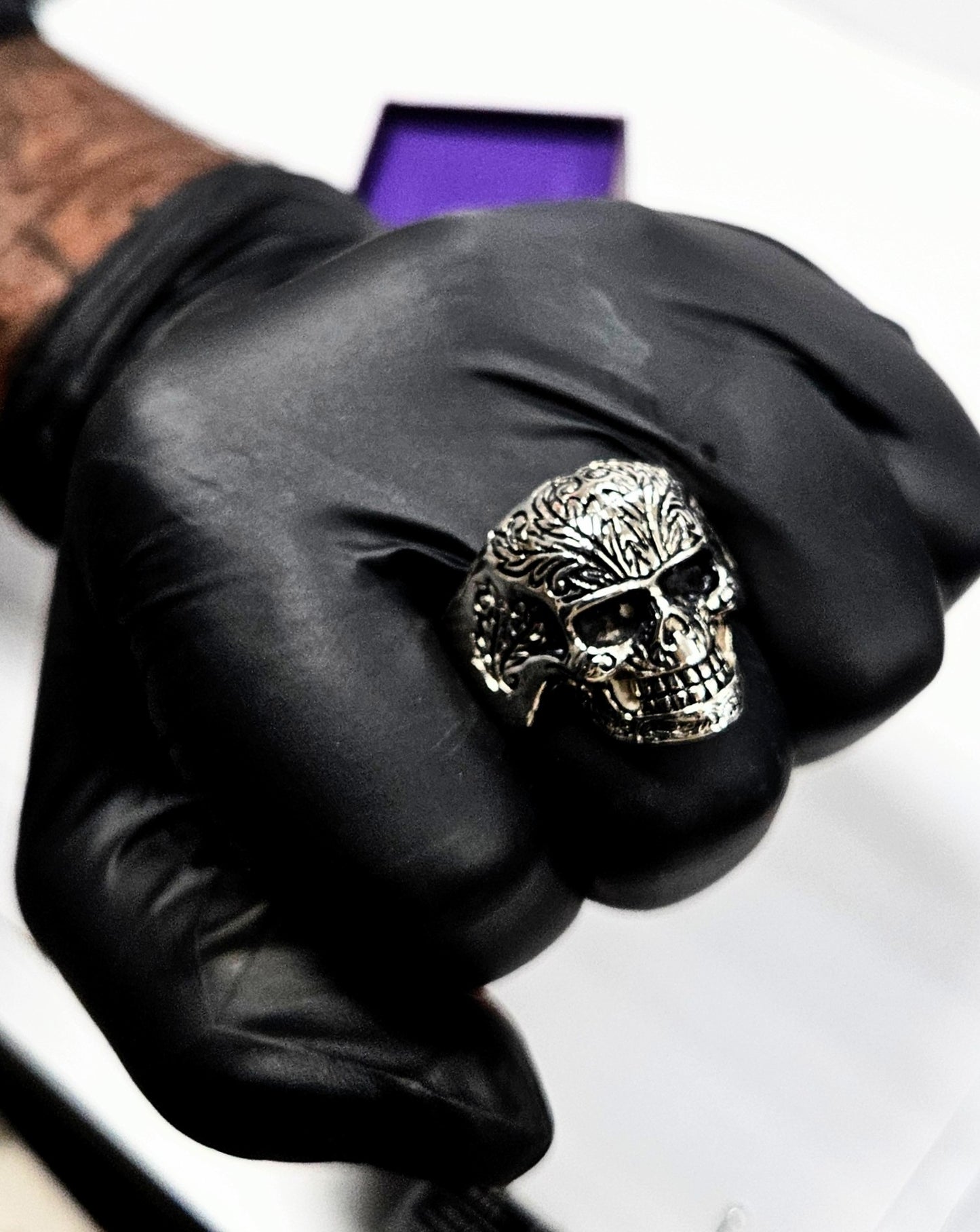 925 silver Mens punk skull Ring