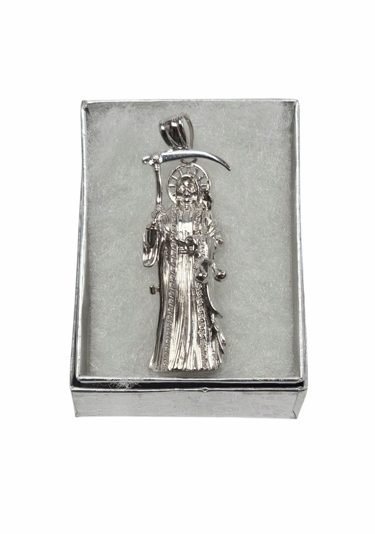 925 Unisex Silver Santa Muerte Pendant