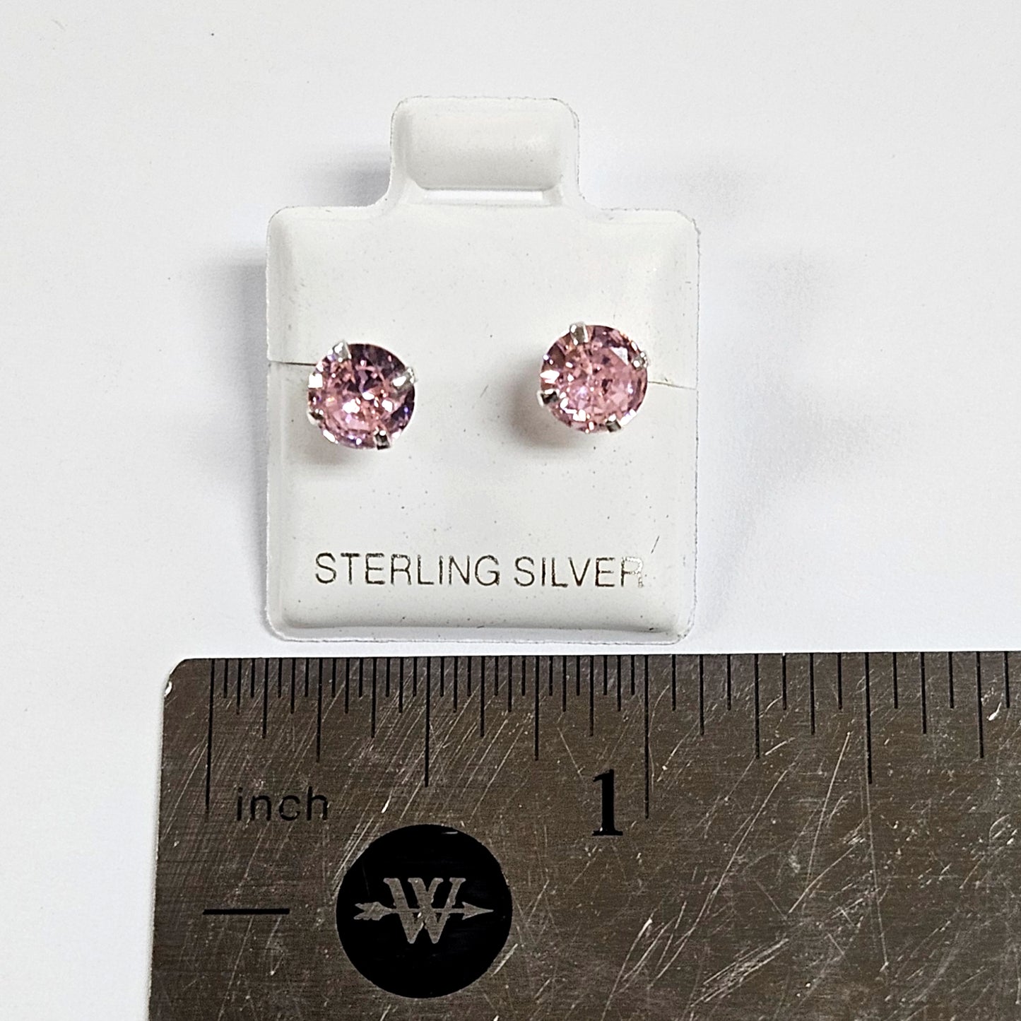 Unisex.925 Silver Pink ZC stud earrings