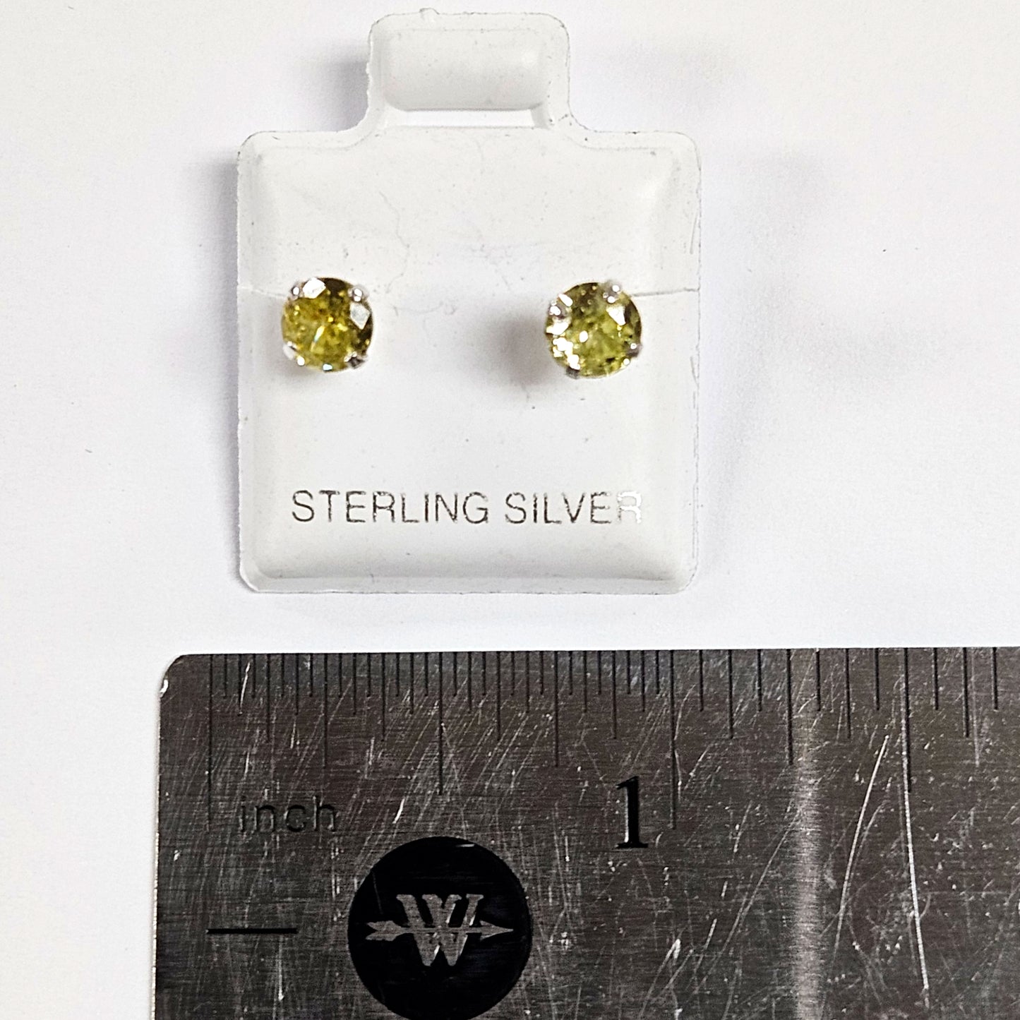 Unisex .925 Silver topaz ZC stud earrings