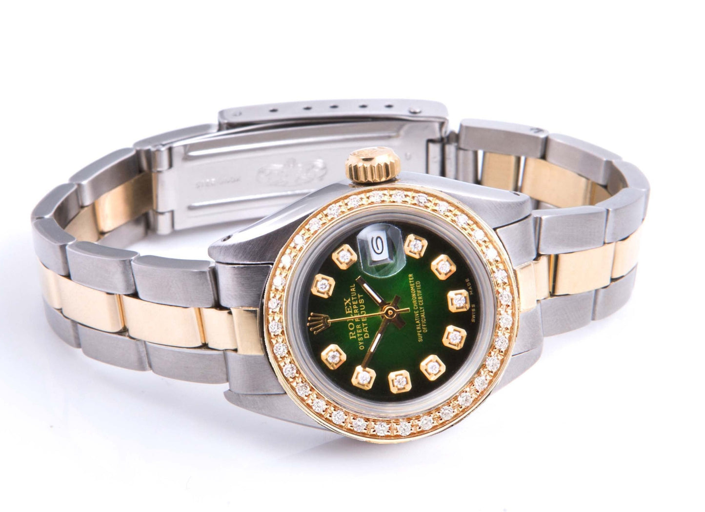 Rolex ladies 26mm Datejust 6917 Green Diamond two-tone Oyster