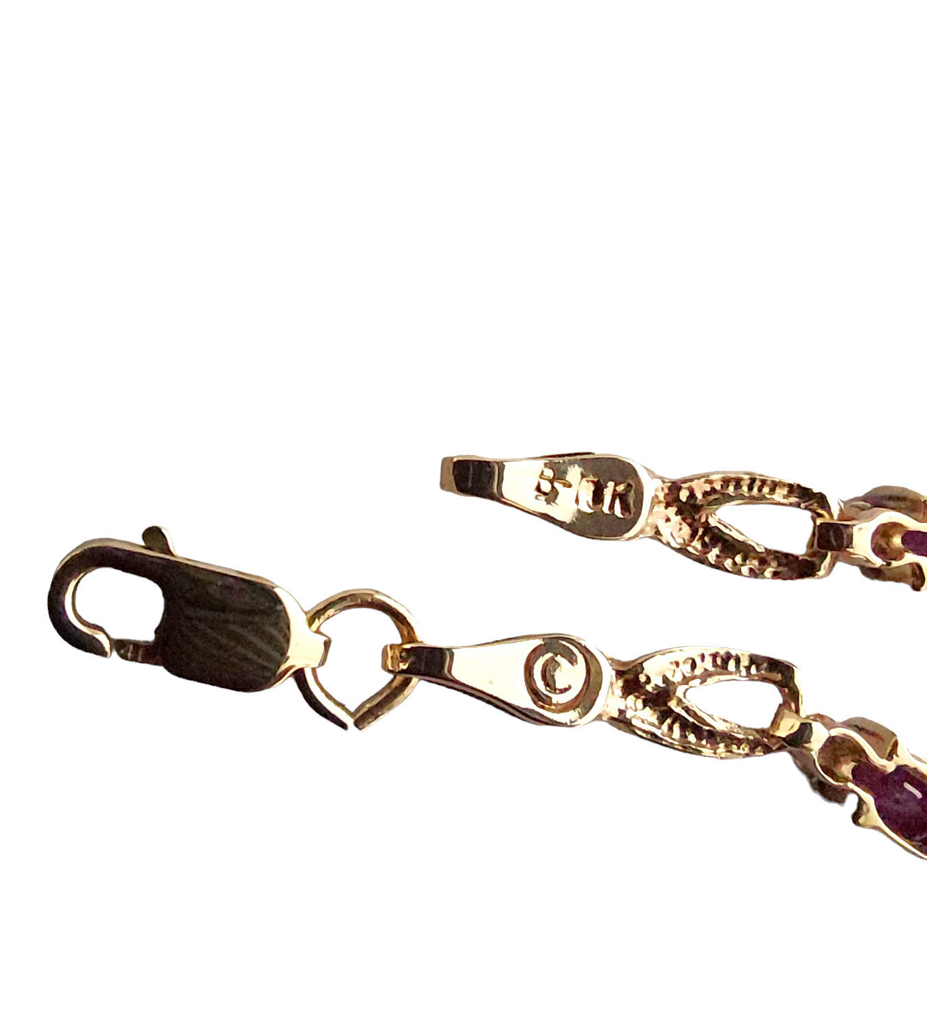 14k Ladies Yellow Gold Ruby Diamond infinity Bracelet