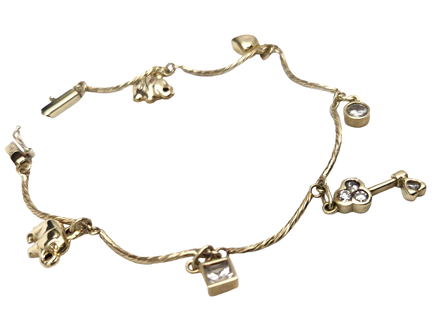 14k Ladies Yellow Gold ZC Lucky Charms Bracelet