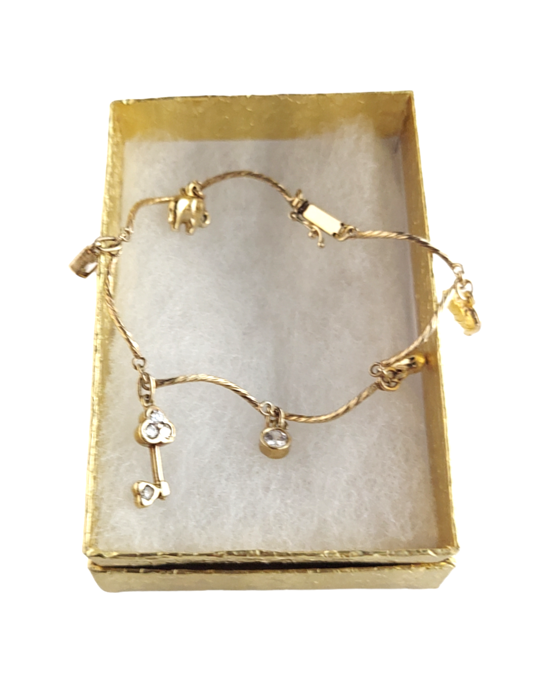 14k Ladies Yellow Gold ZC Lucky Charms Bracelet