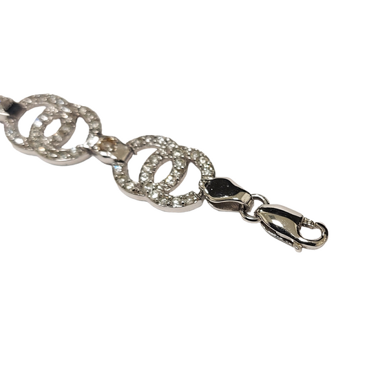 14K Ladies White Gold Chanel Style Diamond Bracelet