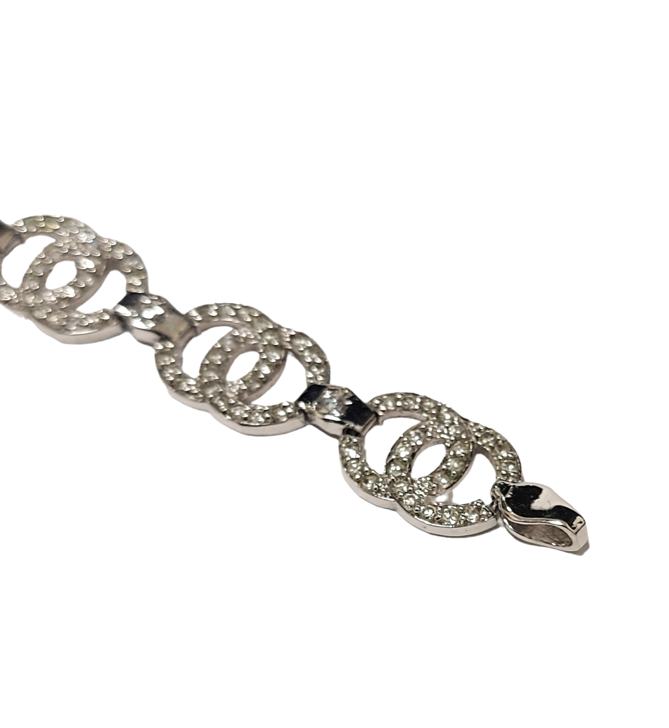 14K Ladies White Gold Chanel Style Diamond Bracelet