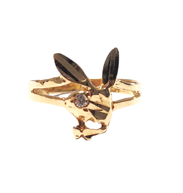 14K Ladies Yellow Gold Playboy Bunny Diamond Ring