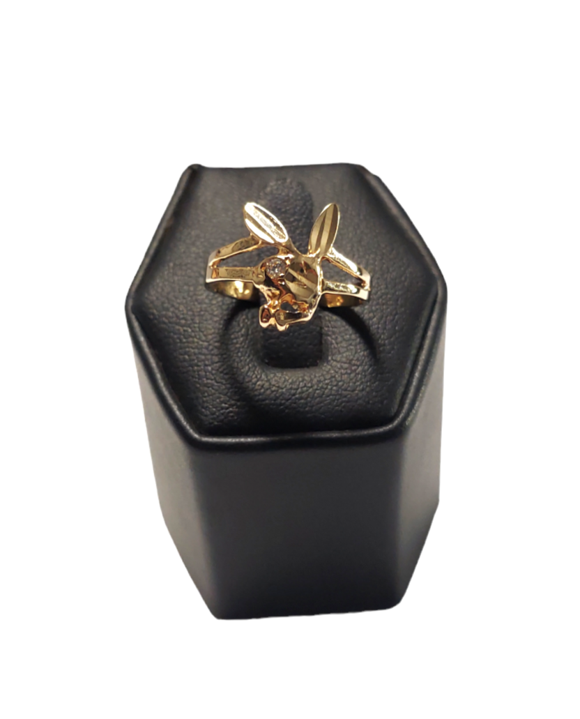 14K Ladies Yellow Gold Playboy Bunny Diamond Ring