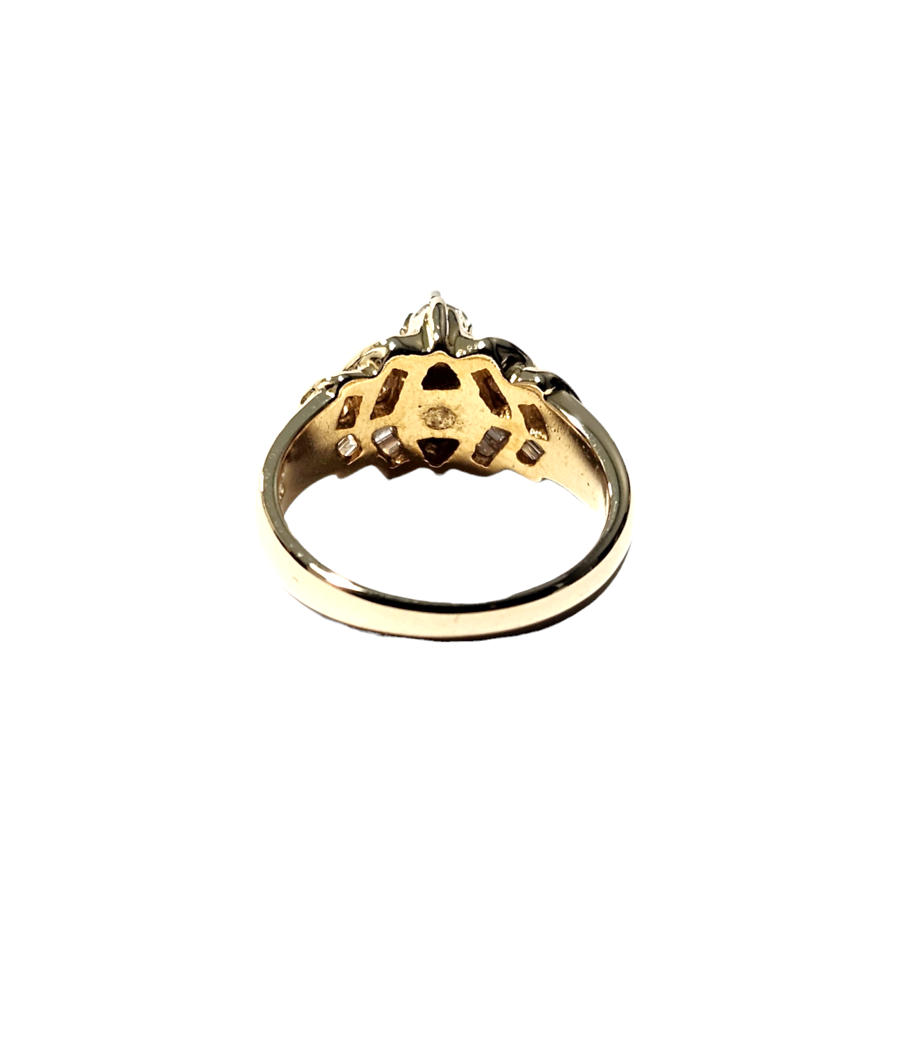 14k Ladies Yellow Gold Marquise Diamond Ring
