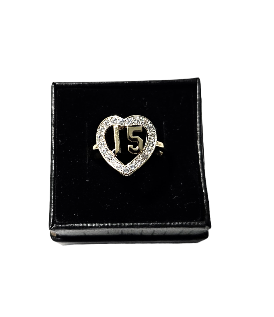 14k Ladies Yellow Gold 15 Anos ZC Ring