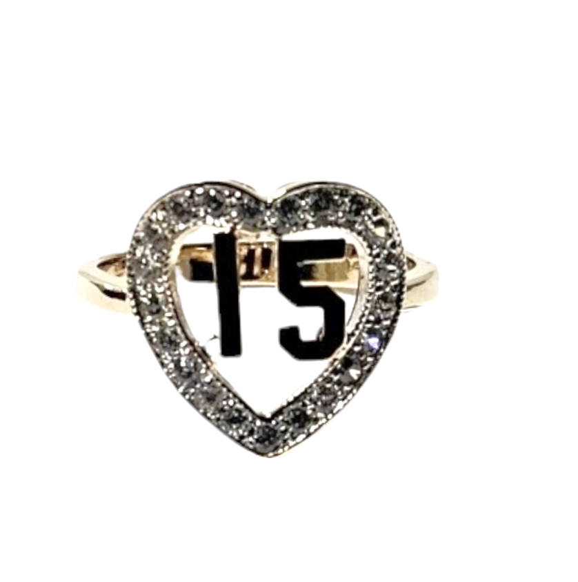 14k Ladies Yellow Gold 15 Anos ZC Ring