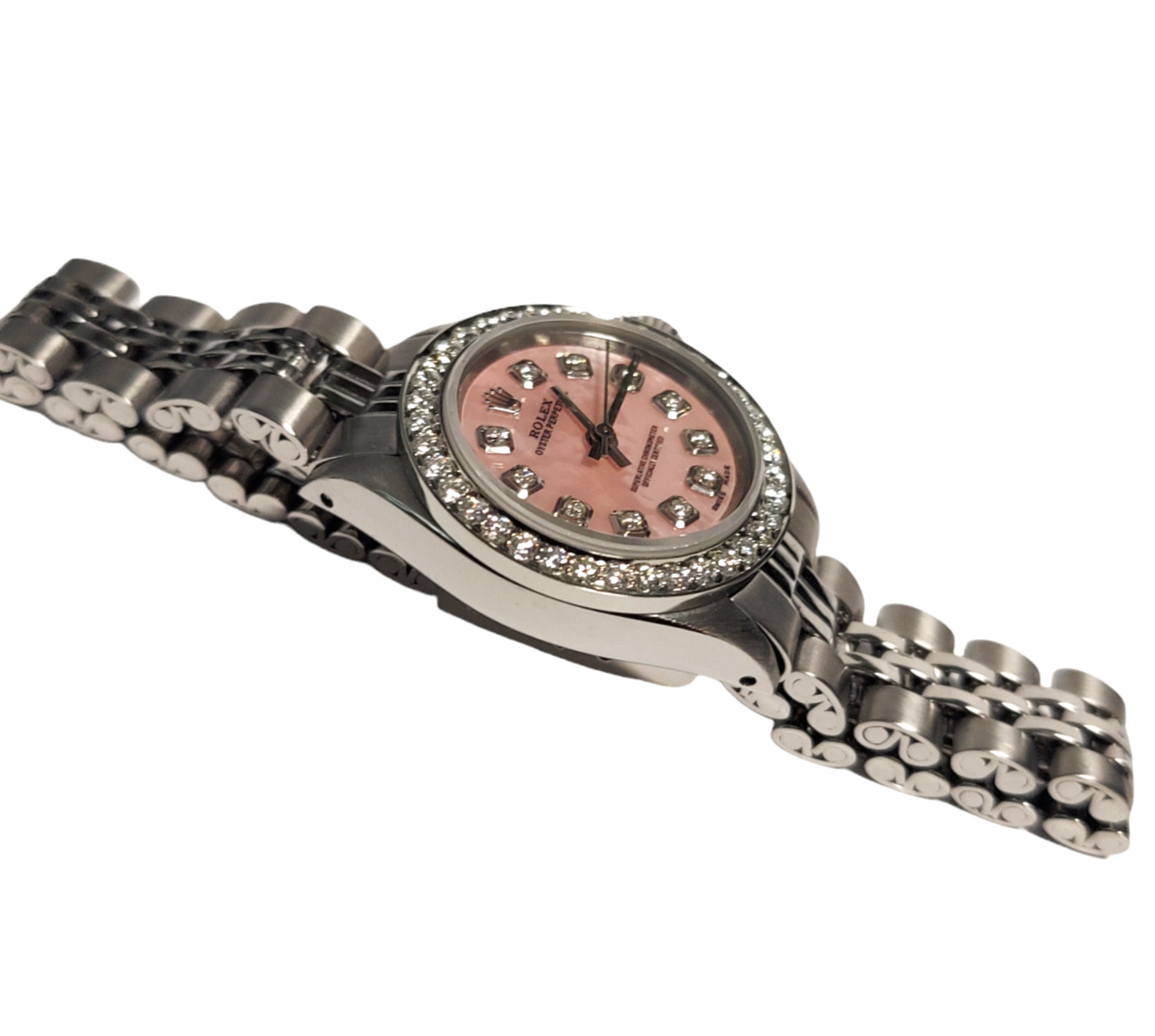 Rolex ladies 6718 Oyster Steel 25mm Pink MOP Diamond Jubilee