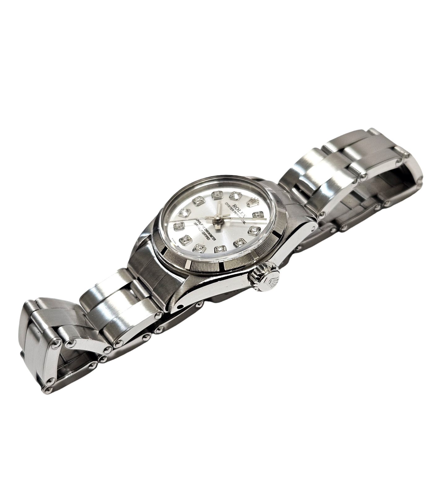 Rolex Ladies 24mm Oyster perpetual 6619 silver diamond steel