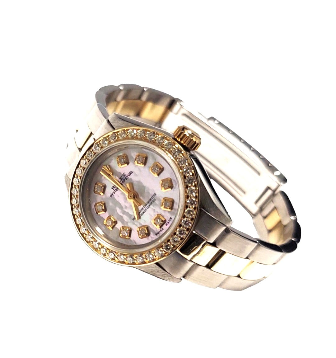 Rolex Ladies 25mm oyster 6719 two-tone Oyster MOP diamond