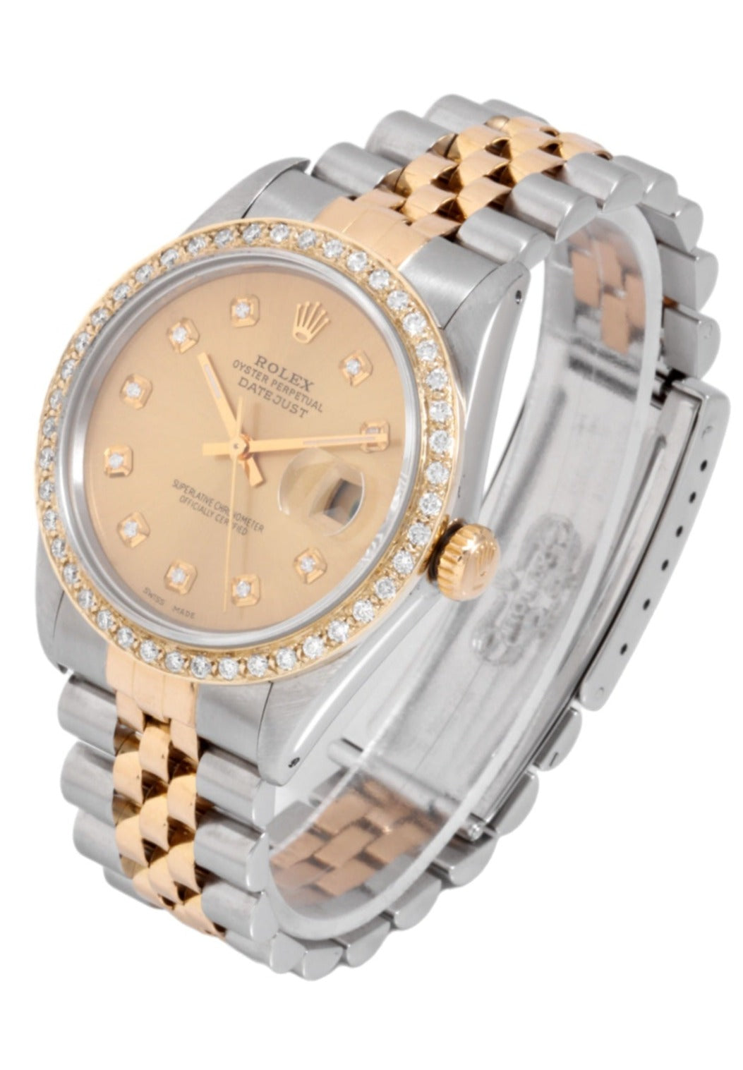Rolex Mens 36mm Datejust 16013 Champagne Diamond Two-tone Jubilee