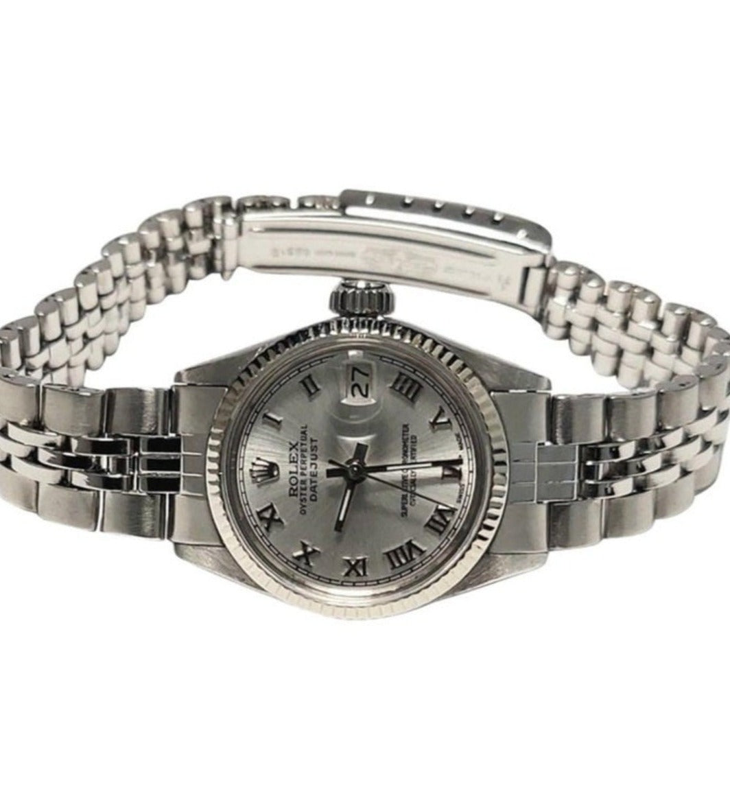 Rolex ladies 26mm Datejust 6516 steel Roman numeral fluted Jubilee steel