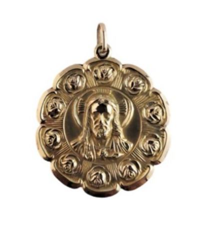 10K Unisex Yellow Gold Two Face Jesus /Virgen Pendant