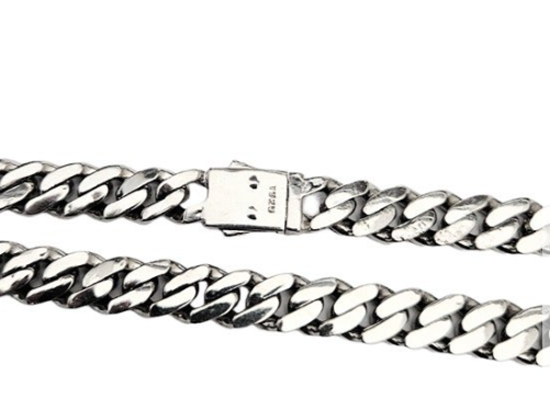 925 Unisex Silver ZC Stone White gold coated Cuban Link Necklace