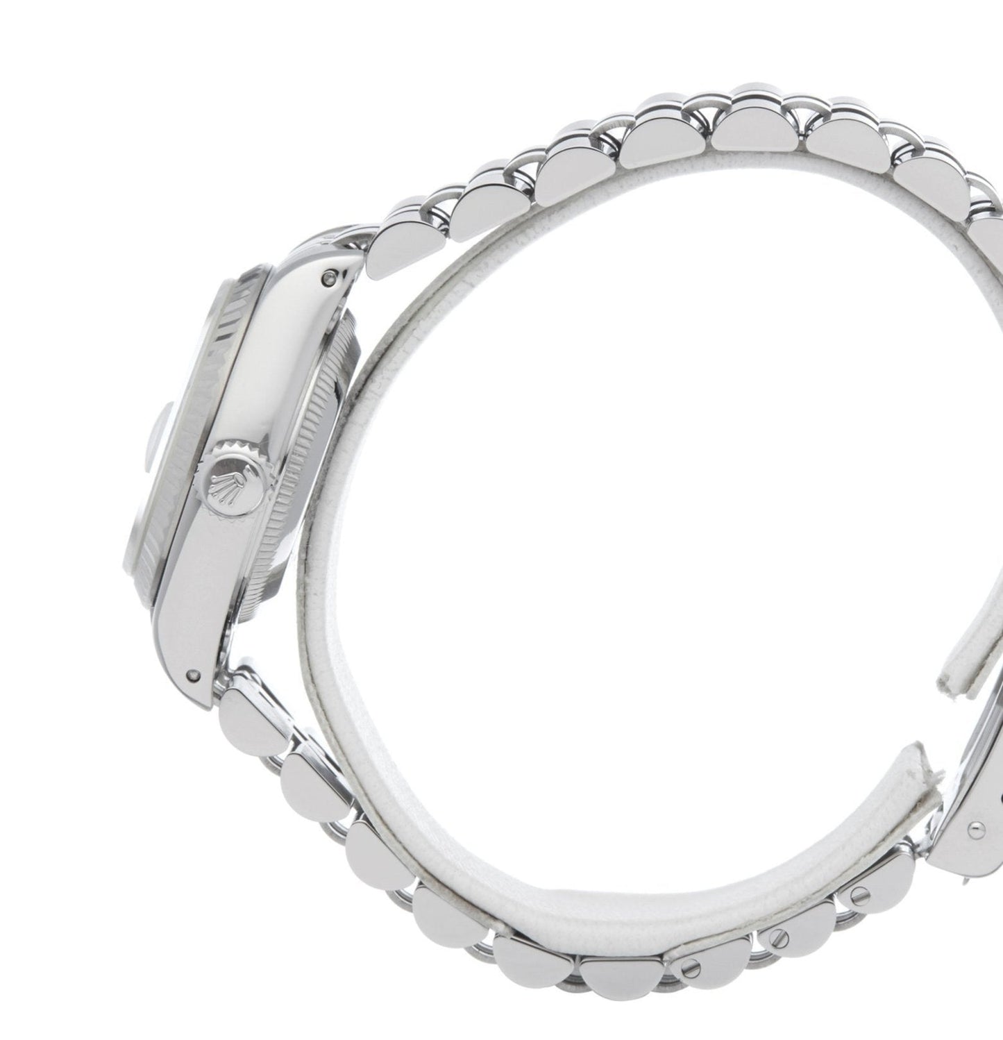 Rolex ladies datejust 69174 (s-s) white stick dial, white gold fluted jubilee - Luxury Diaz