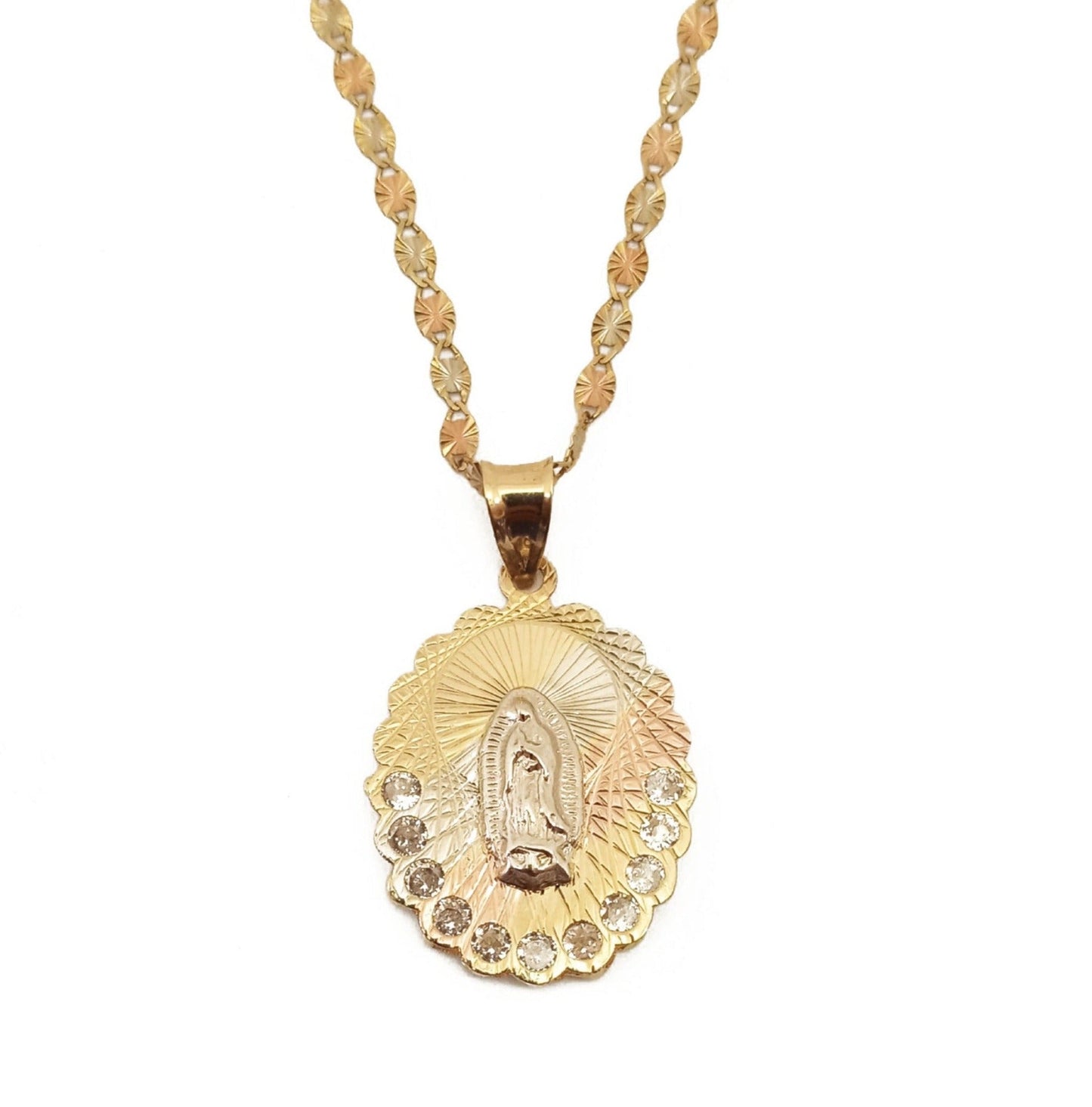 14K Yellow Gold Tri-Tone ZC Virgen Pendant