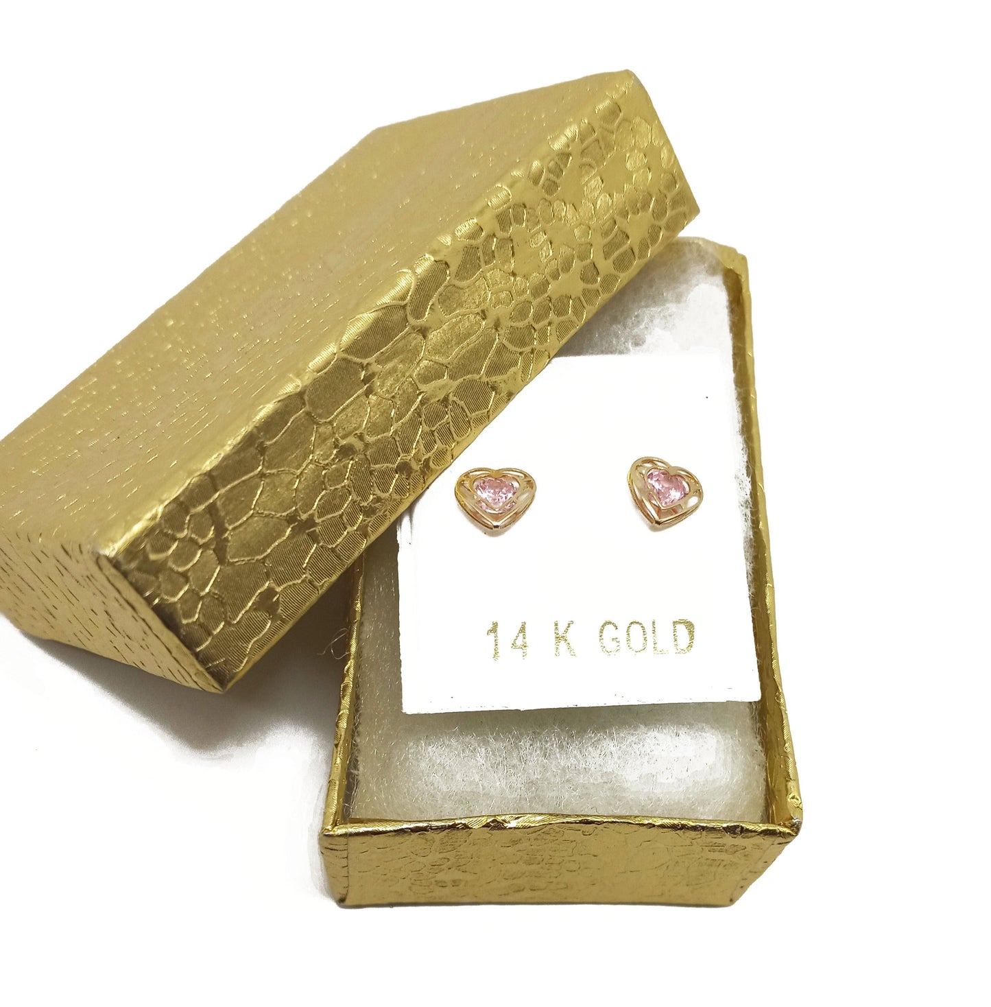 14K Yellow gold tourmaline Heart stud earrings
