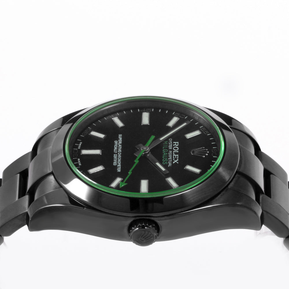 Rolex 40mm Milgauss 116400 Black PVD Green index oyster
