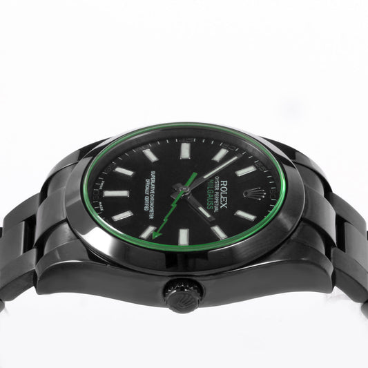 Rolex 40mm Milgauss 116400 Black PVD Green index oyster