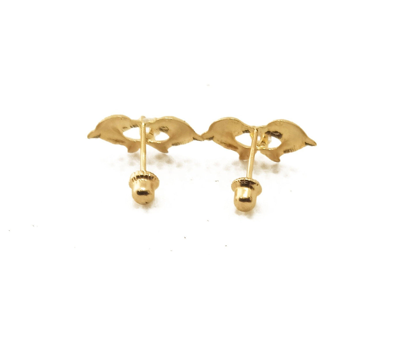 14K Yellow Gold Dolphin Stud Earrings