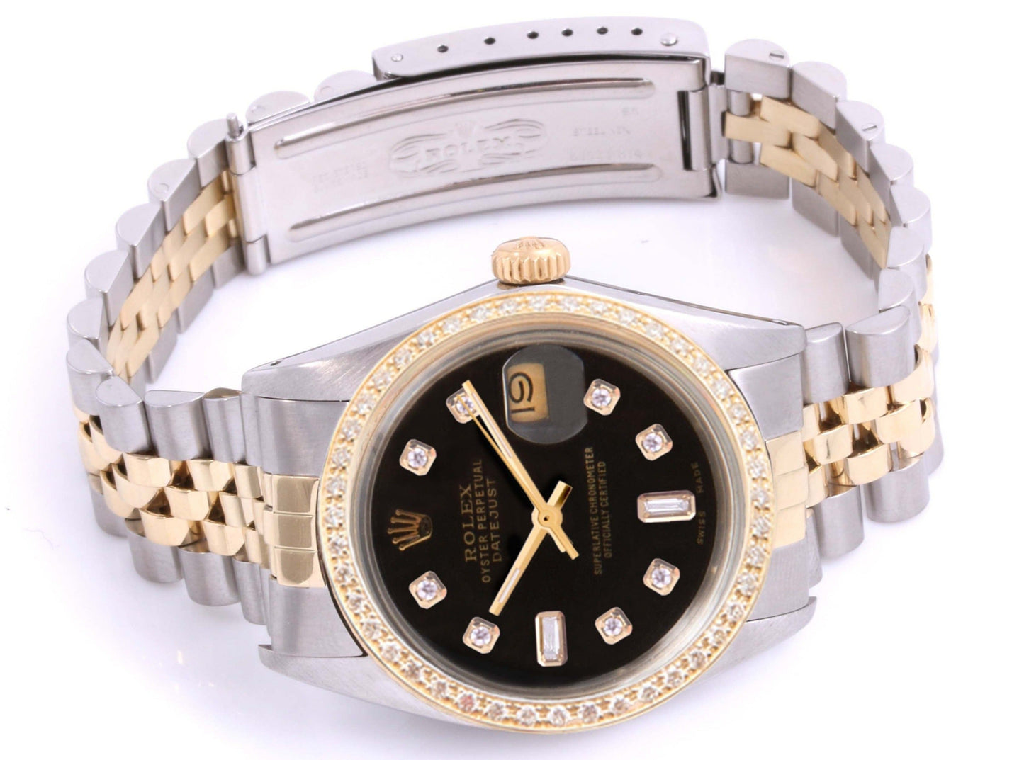 Rolex 36mm Datejust 16013 Black Diamond two toneJubilee