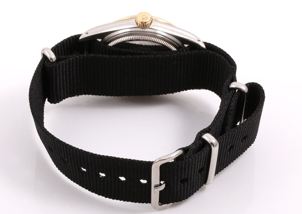 Rolex 36mm Datejust 1603 MOP two tone Diamond on Black strap