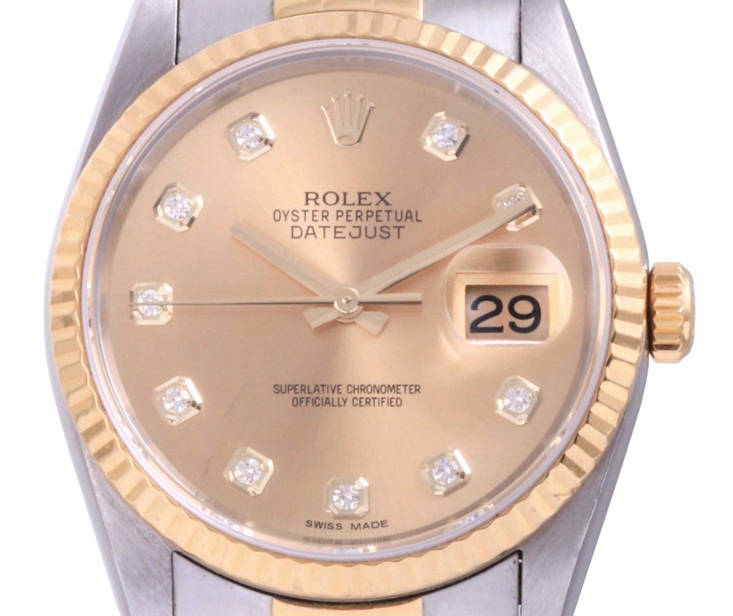 Rolex 36mm Datejust 16013 Champagne Diamond Fluted Jubilee