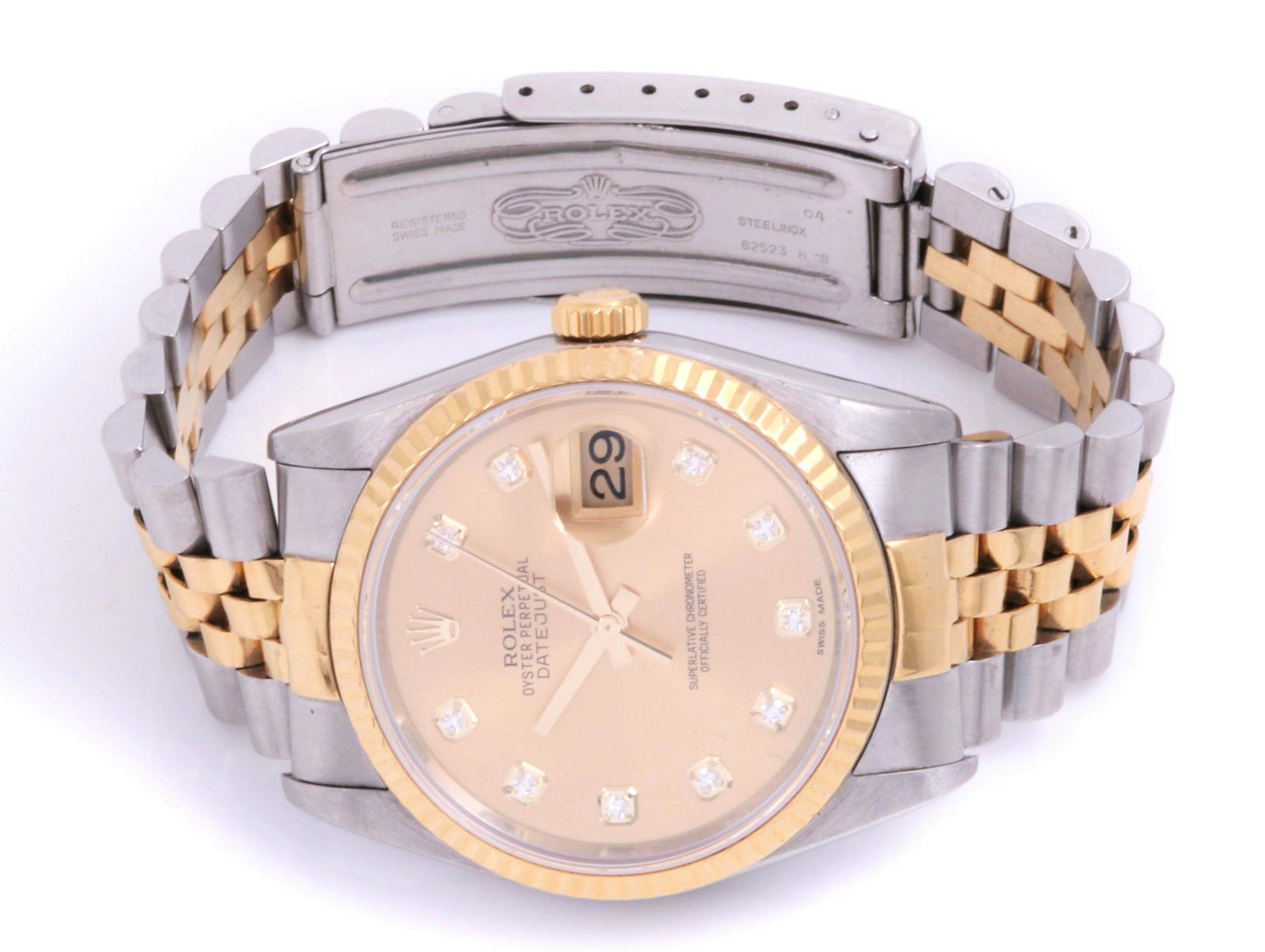 Rolex 36mm Datejust 16013 Champagne Diamond Fluted Jubilee