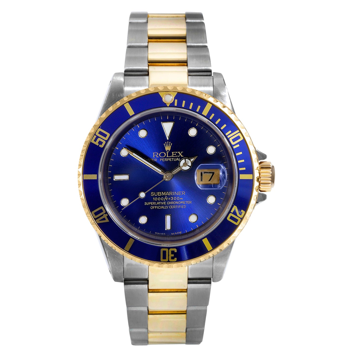 Rolex Mens 41mm Submariner 16613 Oyster Blue