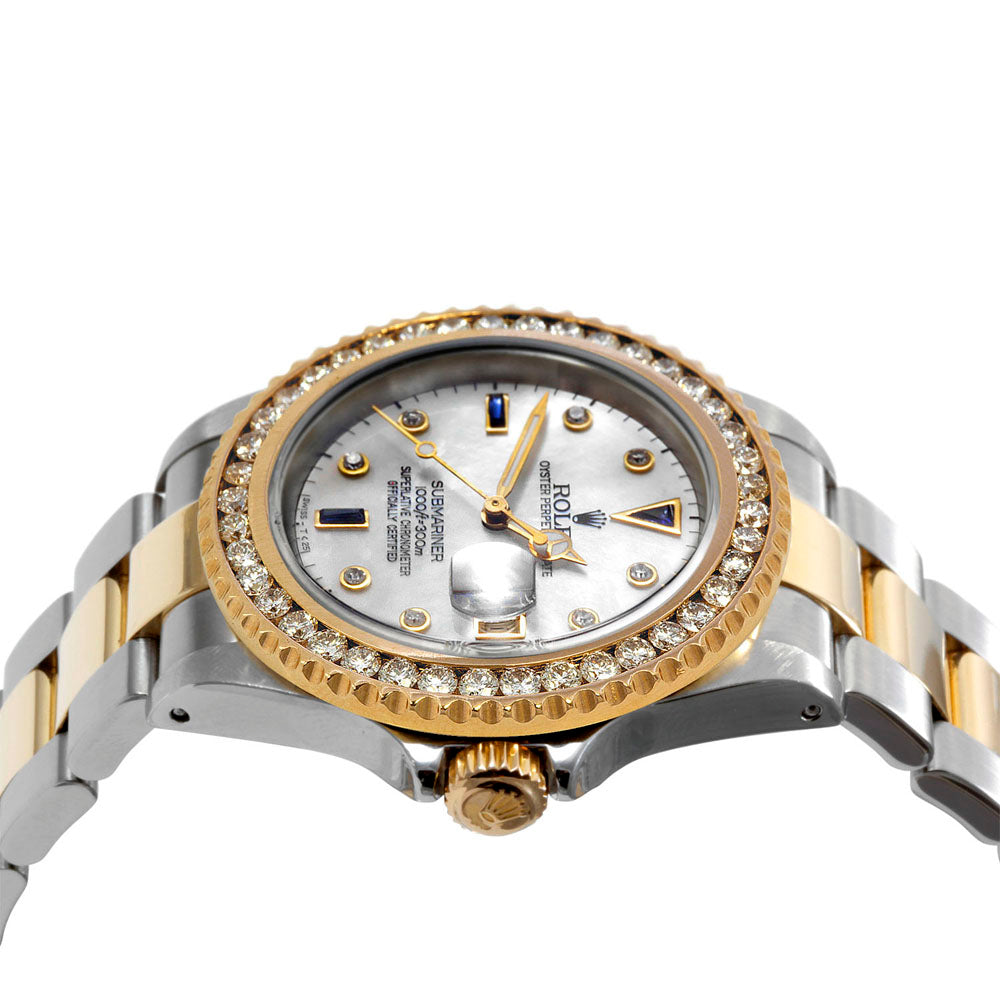 Rolex 40mm Submariner 16613 MOP sapphire diamond oyster