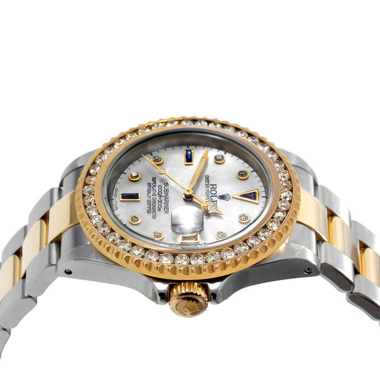 Rolex 40mm Submariner 16613 MOP sapphire diamond oyster