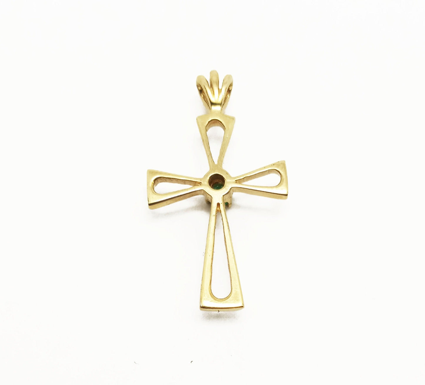 14K Yellow Gold Cross Stone Pendant