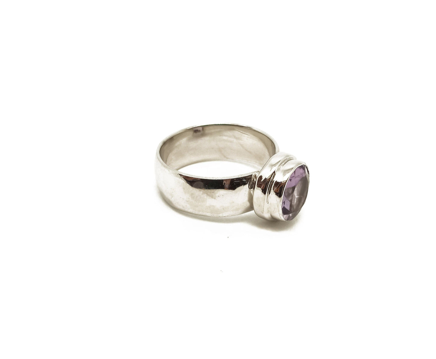 Silver 925 round Amethyst ring
