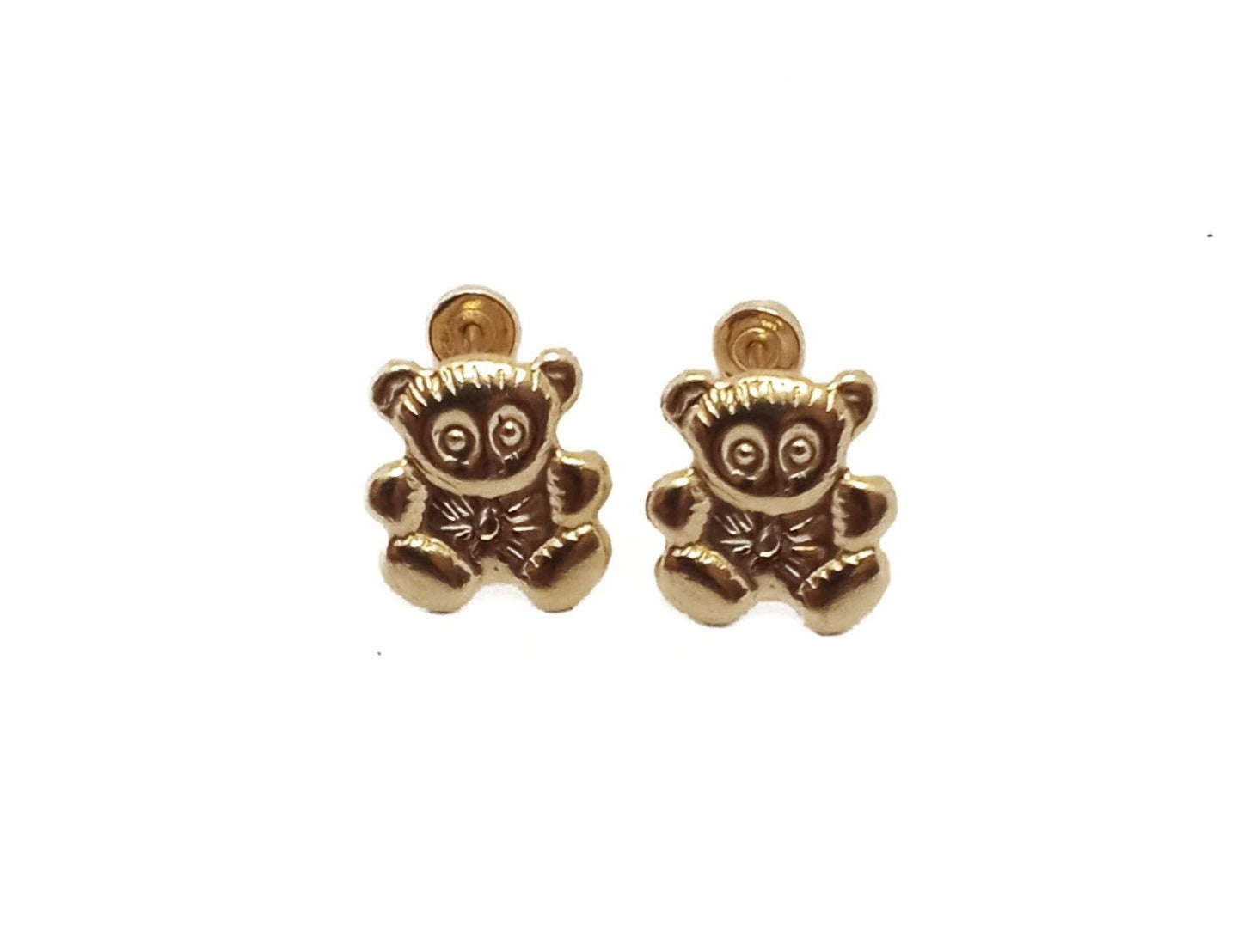 14K Yellow Gold Baby Bear Stud Earrings