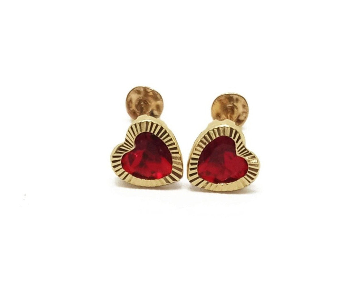 14K Yellow gold ruby ZC heart stud pendant