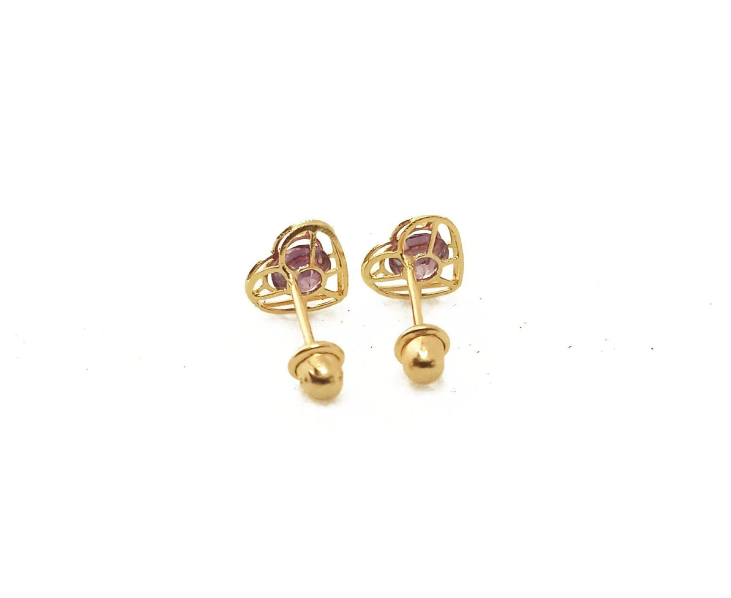 14K Yellow Gold Amethyst Stud Earrings