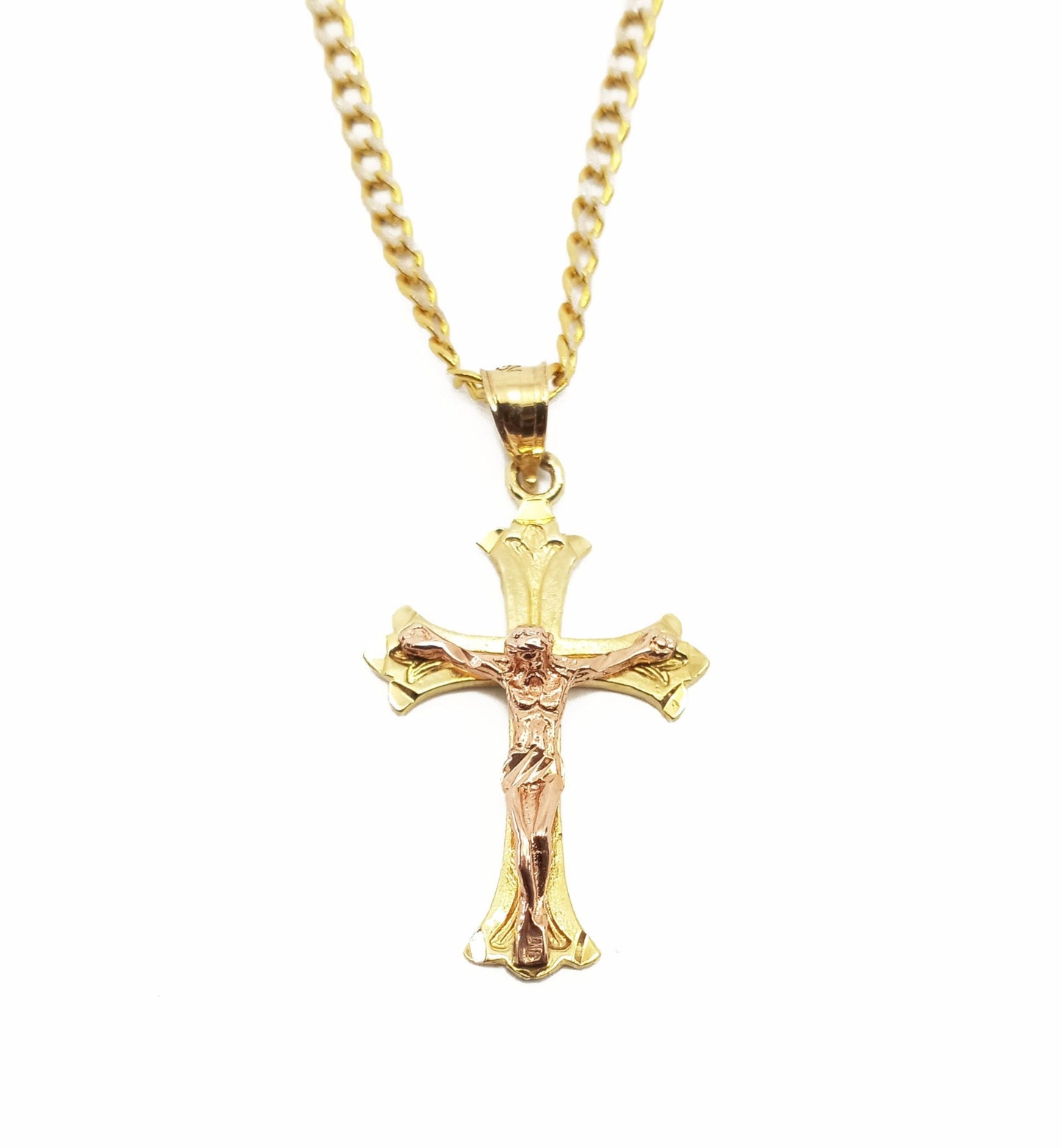 14K Yellow Gold Jesus Cross Pendant