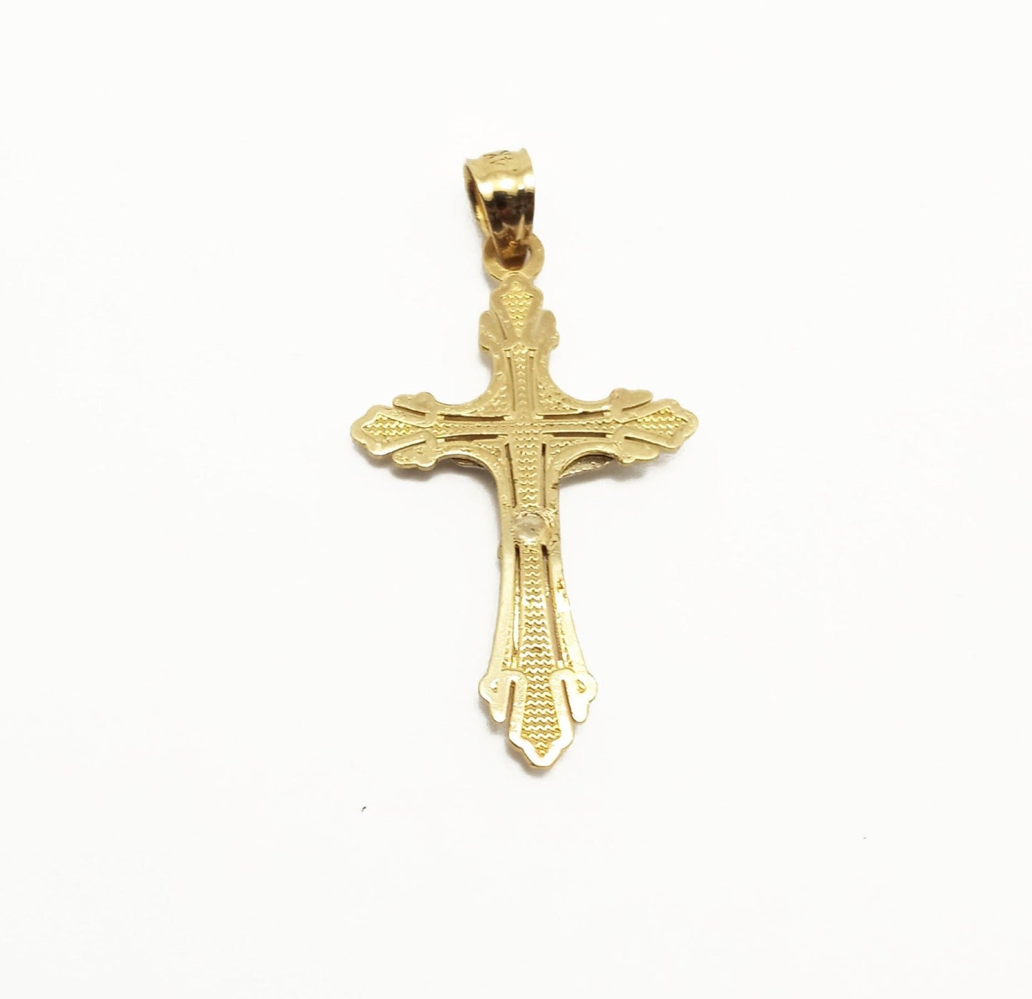14K Two-Tone Gold Jesus Cross Pendant