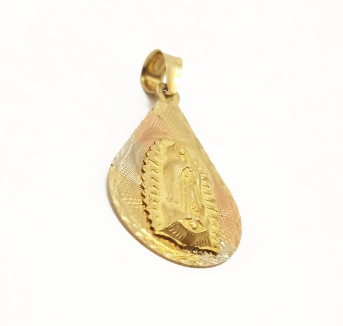14K Tri-Tone Gold Virgen Pendant