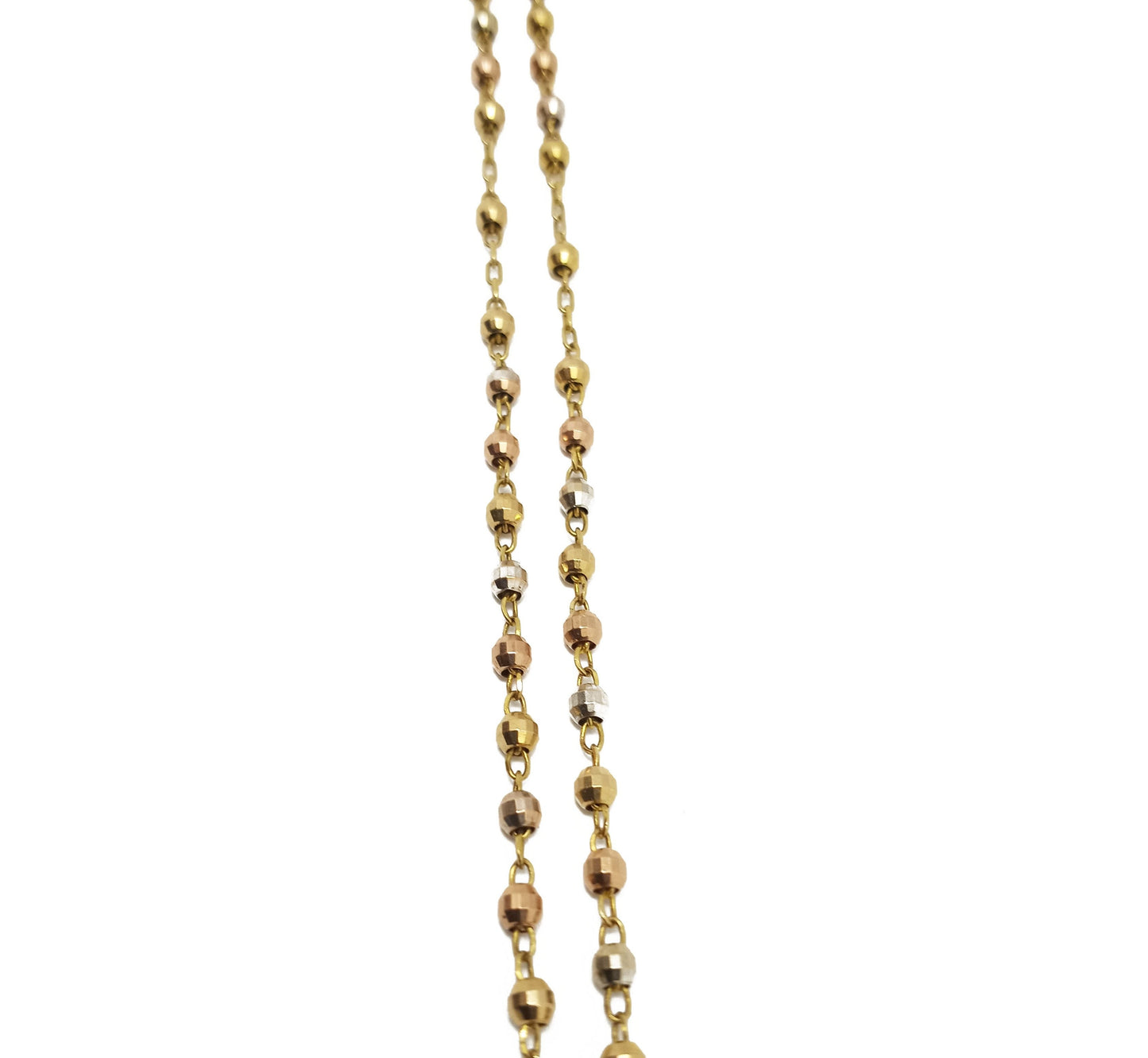14K Yellow Gold Tri tone Rosary Necklace