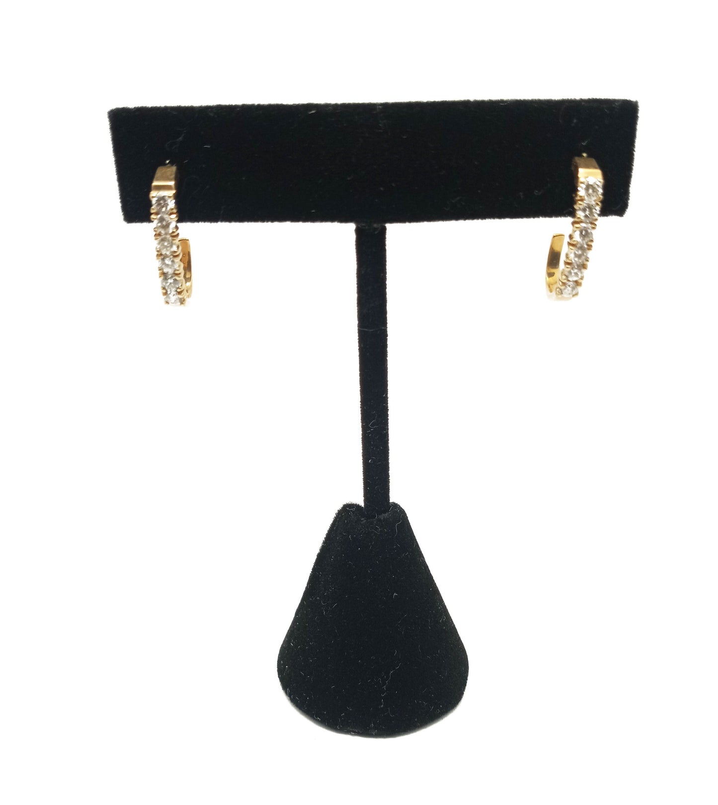 14k Yellow Gold J Hoop Diamond Earrings