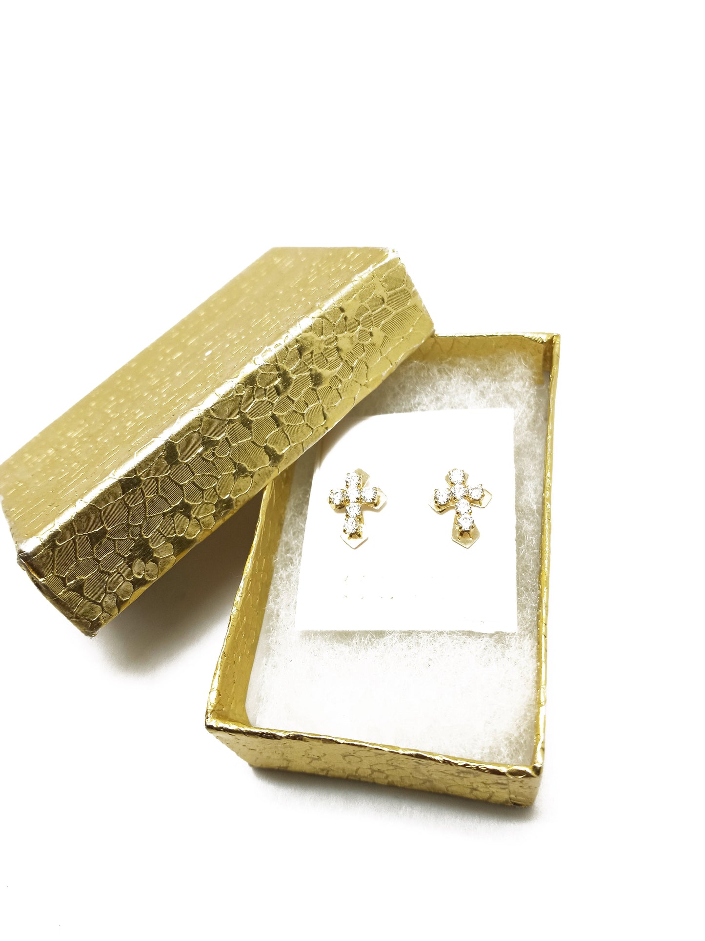 14K Yellow Gold Cross ZC Stud Earrings